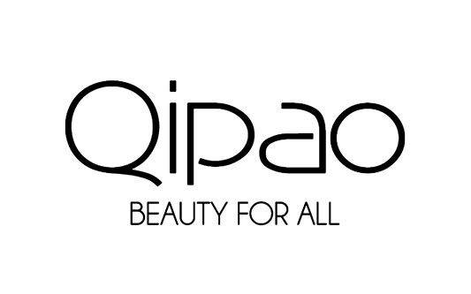 Qipao beauty brand logo with stylized typography and the slogan 'BEAUTY FOR ALL'.